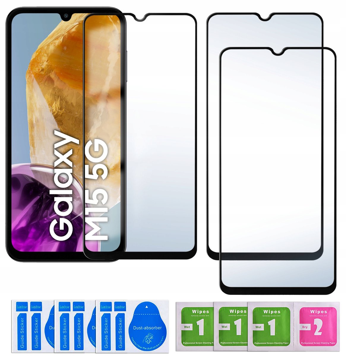 3x SZKŁO HARTOWANE 5D Samsung Galaxy M15 NA CAŁY EKRAN PEŁNE 9H