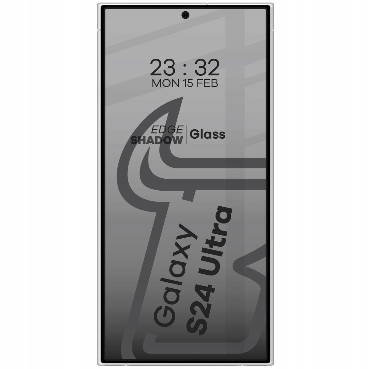 Prywatyzujące szkło hartowane Bizon Glass Edge Shadow do Galaxy S24 Ultra, przyciemniane z czarną ramką