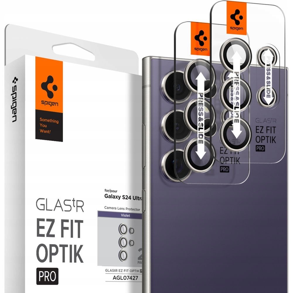 Szkło na aparat Spigen Glas.tR Ez Fit Optik Pro 2-Pack do Galaxy S24 Ultra, fioletowe