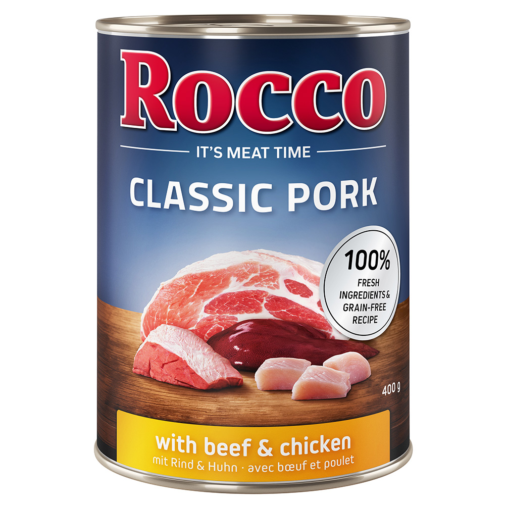 5 + 1 gratis! Rocco Classic Pork/Sensitive, 6 x 400 g - Classic Pork, wołowina i kurczak