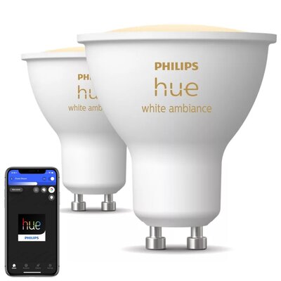 Inteligentna żarówka LED PHILIPS HUE 929003666702 4.2W GU10 Bluetooth, Zigbee (2 szt.)