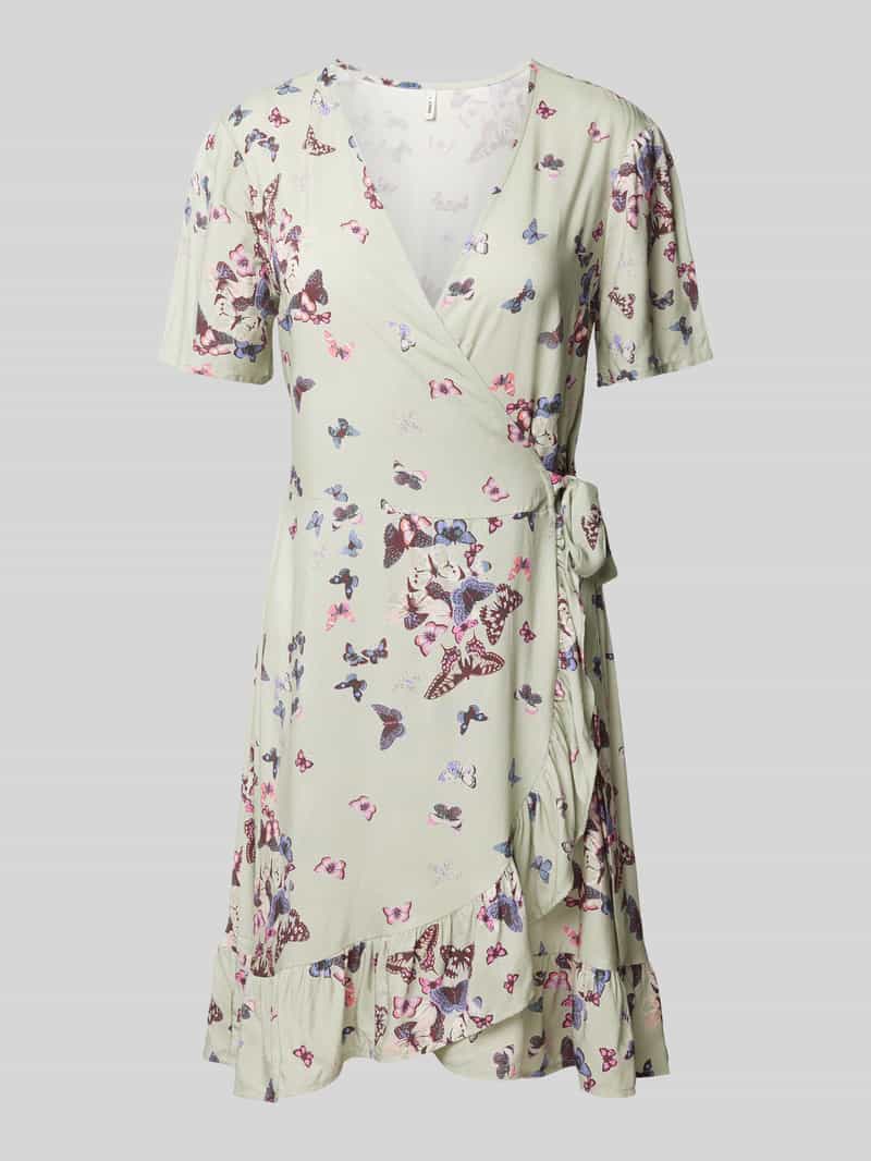 Sukienka kopertowa z dołem obszytym falbaną model ‘ELISABETH’