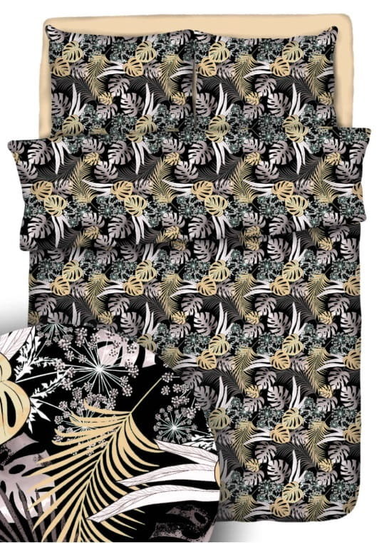Komplet Pościeli Bawełnianej 140x200 2 x Poszewka Liście Złote Polski Producent 100% Bawełna