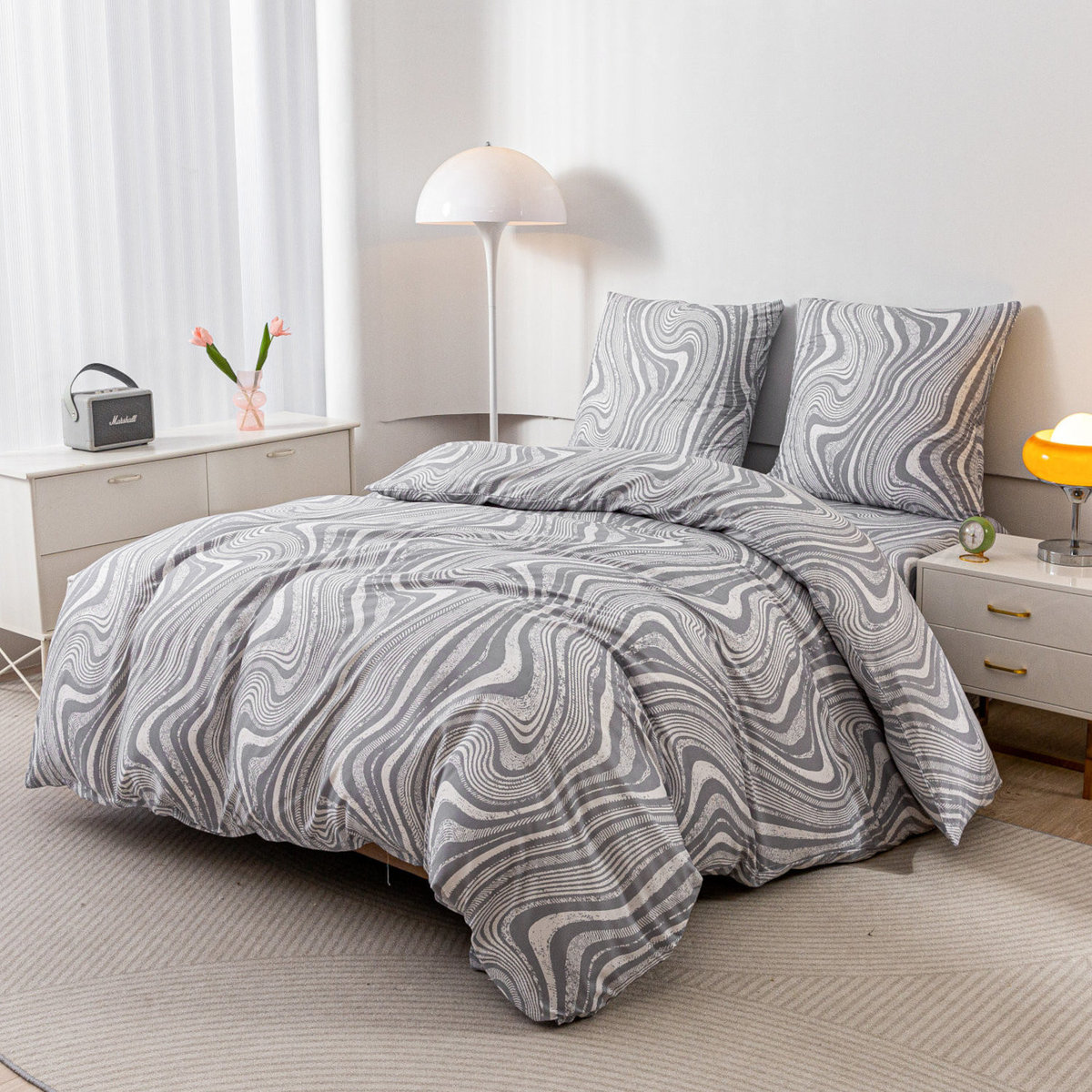 Pościel Z Mikrofibry 160X200 Odcienie Szarości 20386