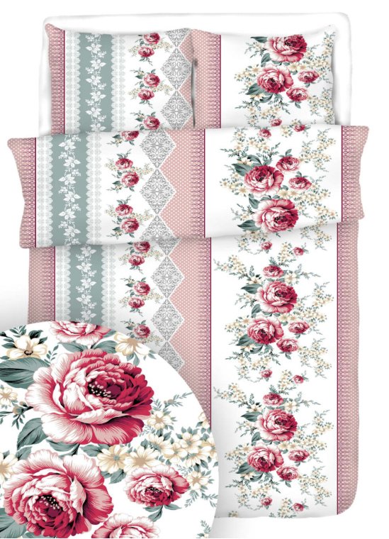 Komplet Pościeli Bawełnianej 140x200 2 x Poszewka Kwiaty Groszki Polski Producent 100% Bawełna