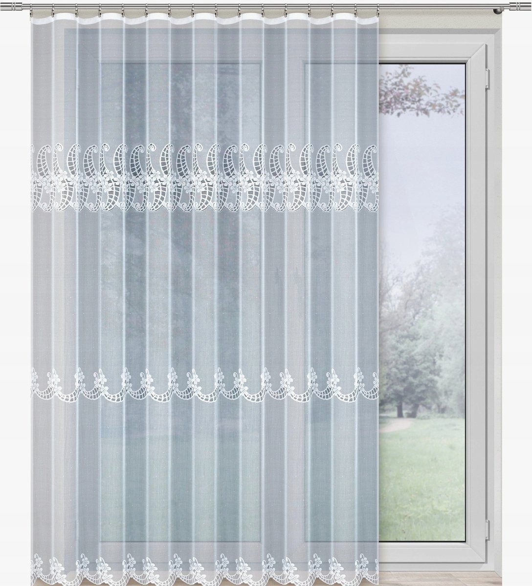 Firana żakardowa wzór 20739 200x240cm na balkon (z taśmą) prod. HAFT