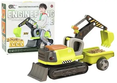 Koparka multifunkcyjna z przyczepą zielona - Leantoys