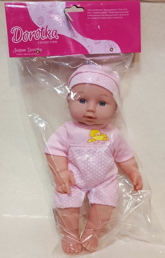 Lalka bobas dla rocznego dziecka mówi i śpiewa 31 cm 8473