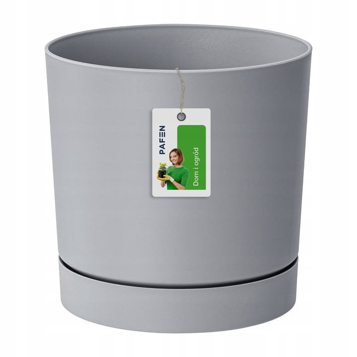 Doniczka z odpływem podstawką DPOP350 Jasny szary