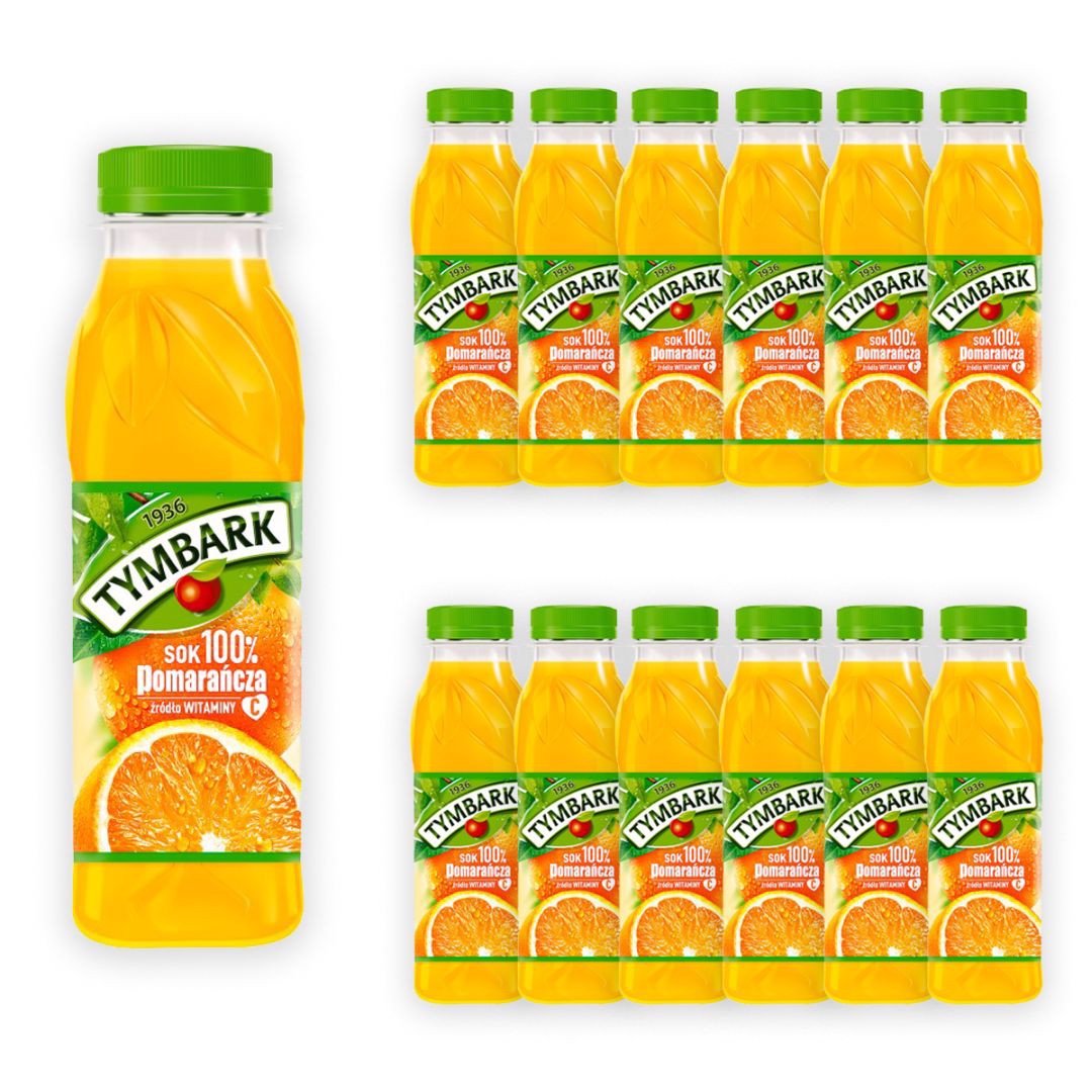 Tymbark Sok 100% pomarańcza 300 ml x12 sztuk