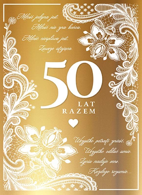 Złota Kartka na 50 Rocznicę Ślubu Złote Gody V112