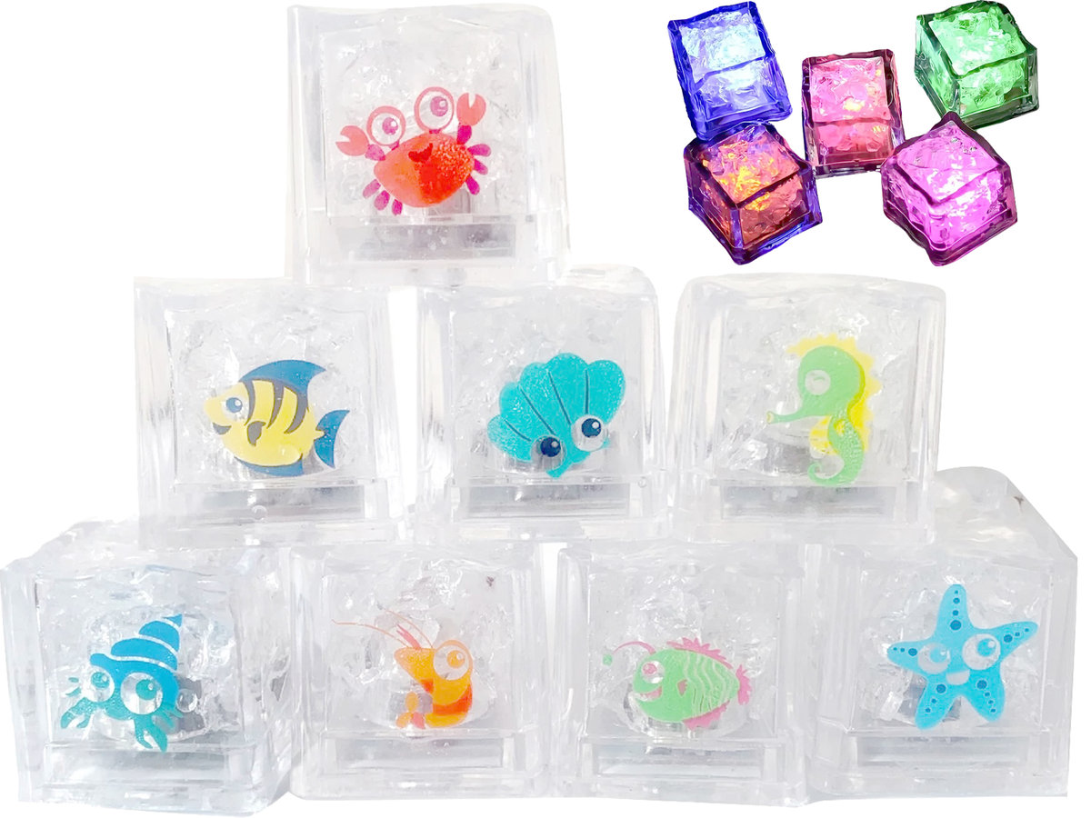 Sensoryczne ŚWIECĄCE KOSTKI DO KĄPIELI Kostka do Wody 8 KOSTEK kolorowych