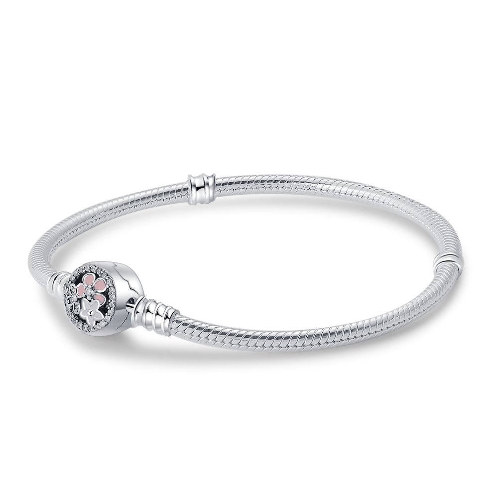 Bransoletka modułowa posrebrzana Charms typu PANDORA SREBRO 925 Kwiaty 17 cm