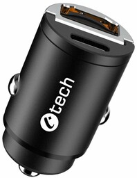 Ładowarka samochodowa USB C-TECH UCC-02, 1x typ C + 1 x typ A, 30W