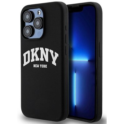 Oryginalne Etui IPHONE 14 PRO DKNY Hardcase Liquid Silicone White Printed Logo MagSafe (DKHMP14LSNYACH) czarne