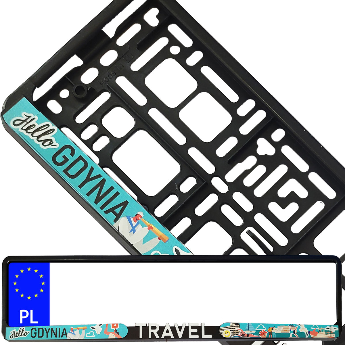 Ramka pod tablicę rejestracyjną 4D TRAVEL Hello Gdynia