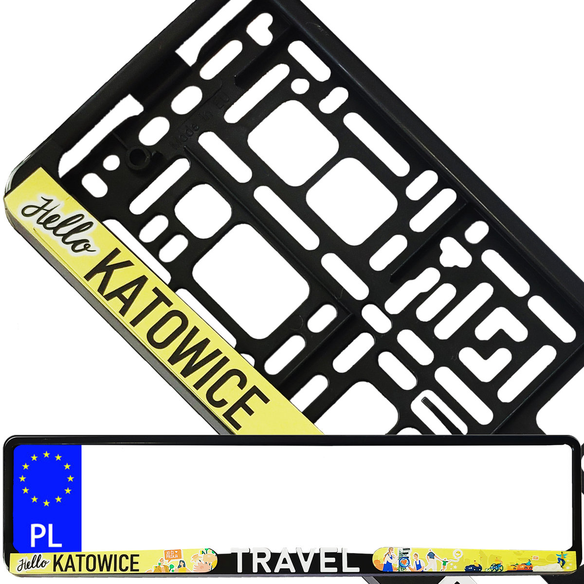 Ramka pod tablicę rejestracyjną 4D TRAVEL Hello Katowice