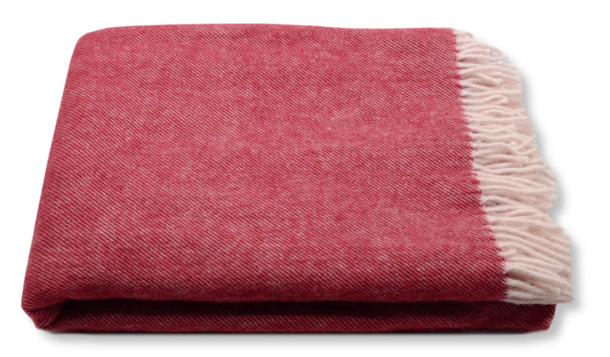 Koc Z Wełny Nowozelandzkiej 150X200 Prążek - Bordowy