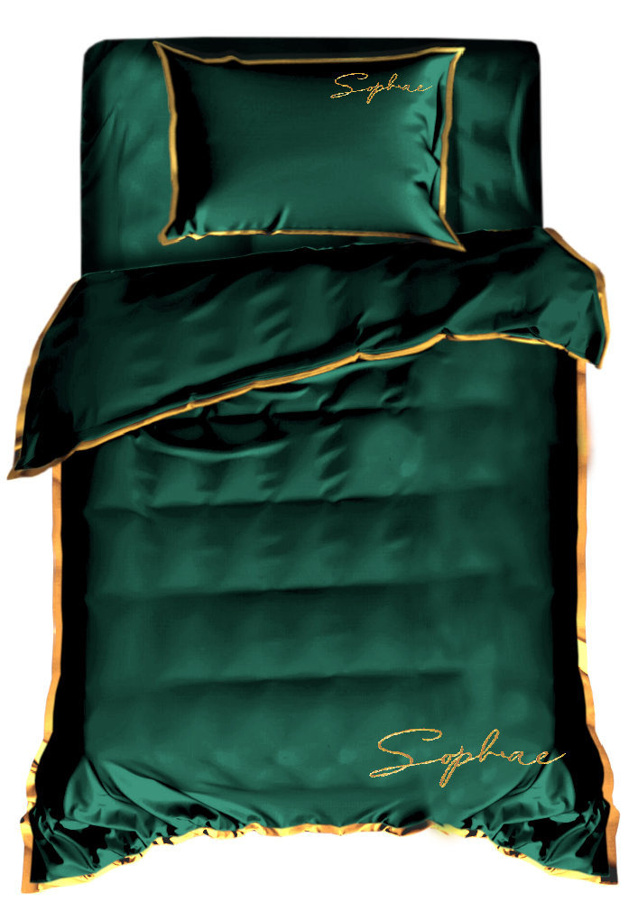 Pościel Z Haftem 140X200 Soft Zielona 2603