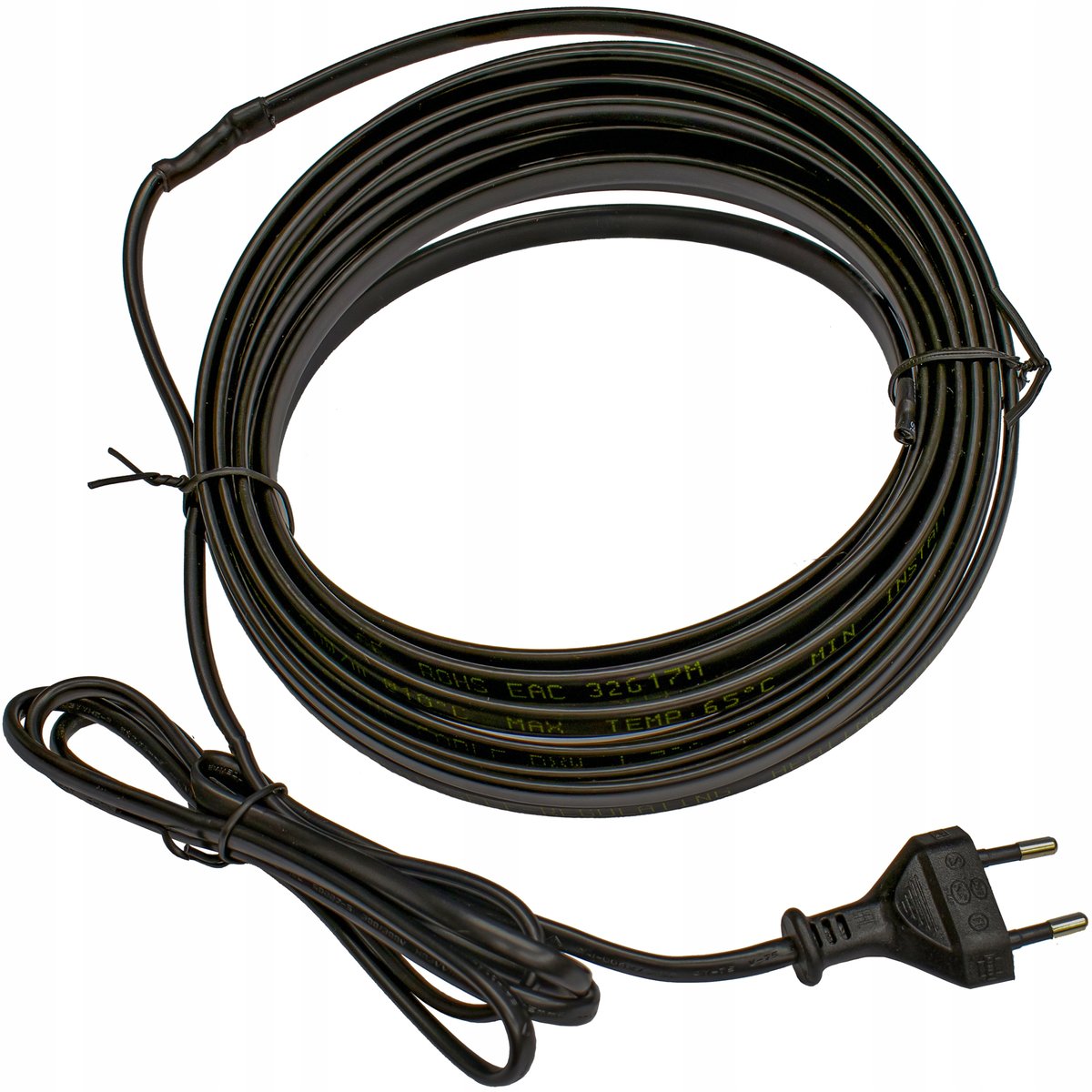 PRZEWÓD GRZEJNY 20W kabel grzewczy 8mm samoregulujący z WTYCZKĄ 230V 1M