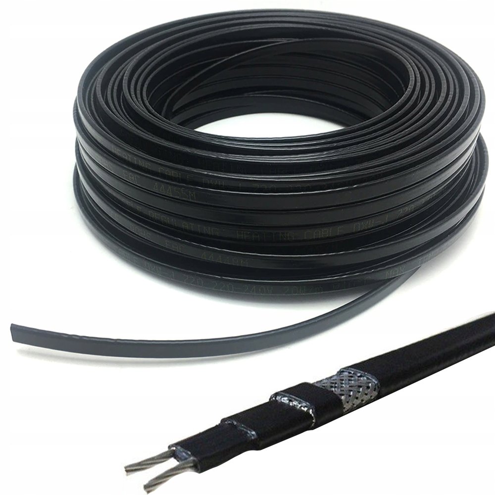 PRZEWÓD GRZEJNY SAMOREGULUJĄCY 230V 13mm do rur rynien ZBROJONY 35W/m 1M