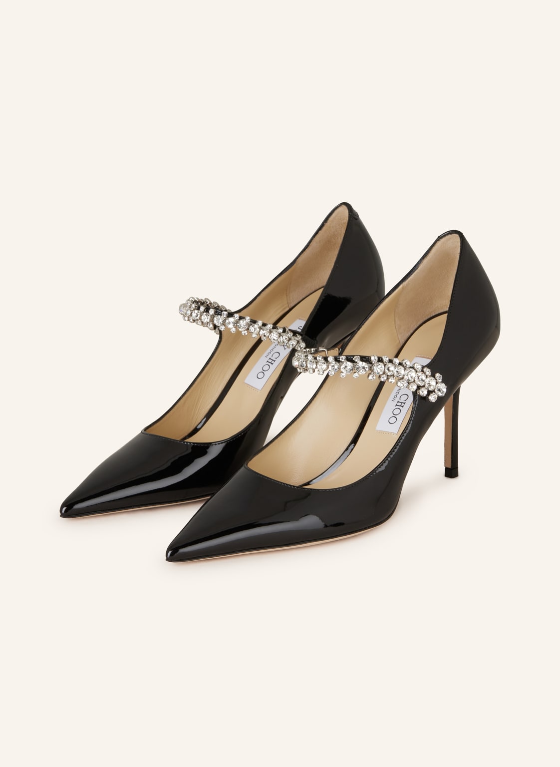 Jimmy Choo Czółenka Z Odkrytą Piętą Bing 85 Z Ozdobnymi Kamykami schwarz
