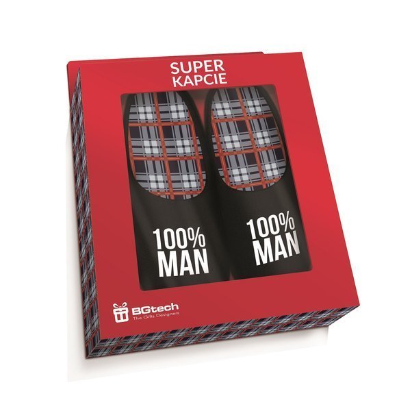 Kapcie GIFT WORLD Super, 100% man (krata)