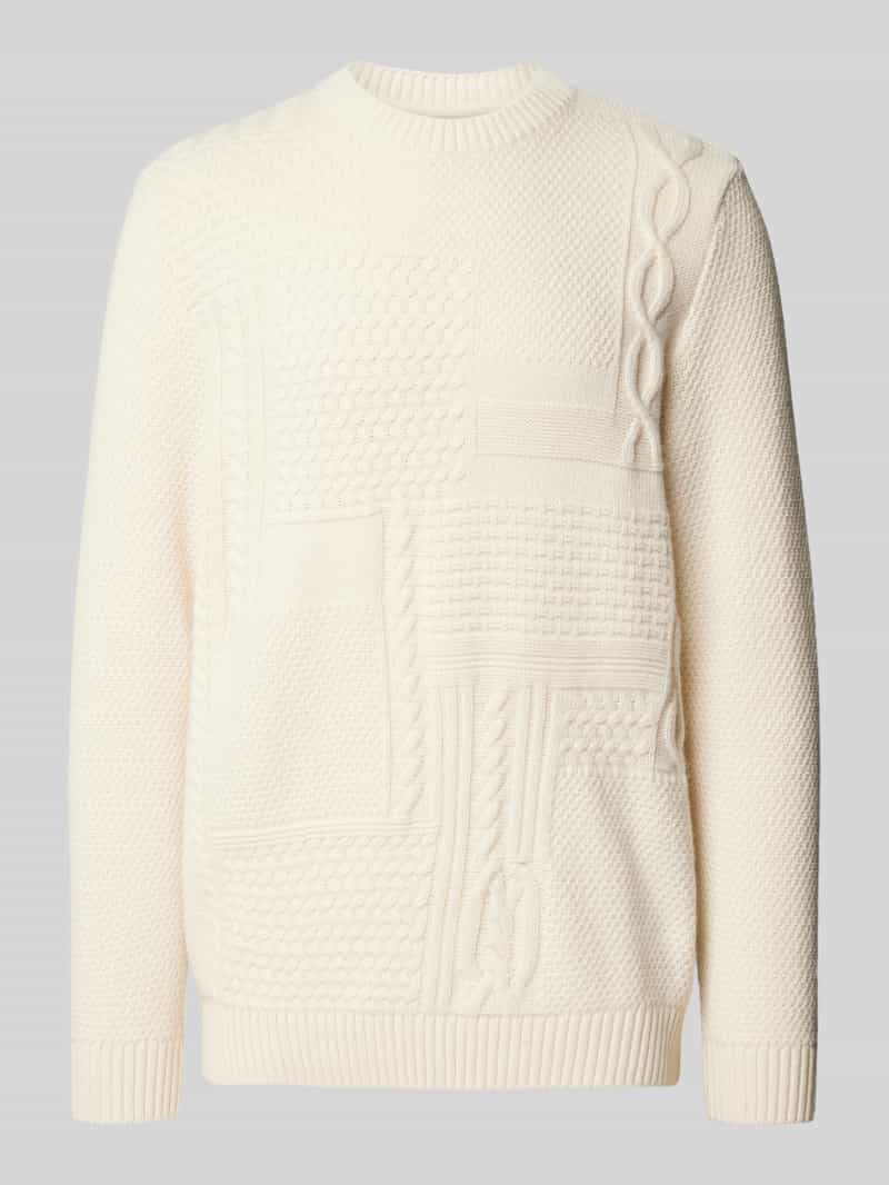 Sweter z dzianiny z mieszanki wełny i bawełny z okrągłym dekoltem