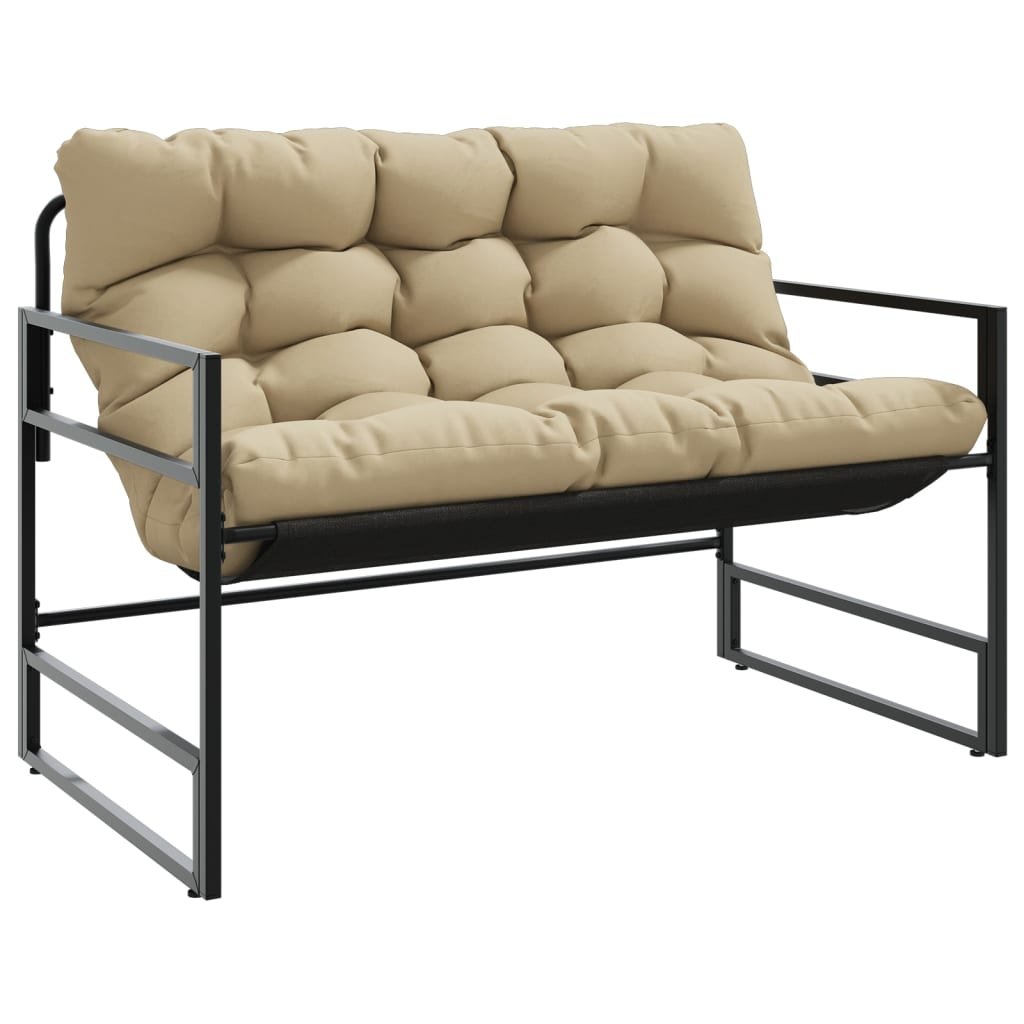 vidaXL Ławka ogrodowa z poduszką, taupe, 113 cm, stal