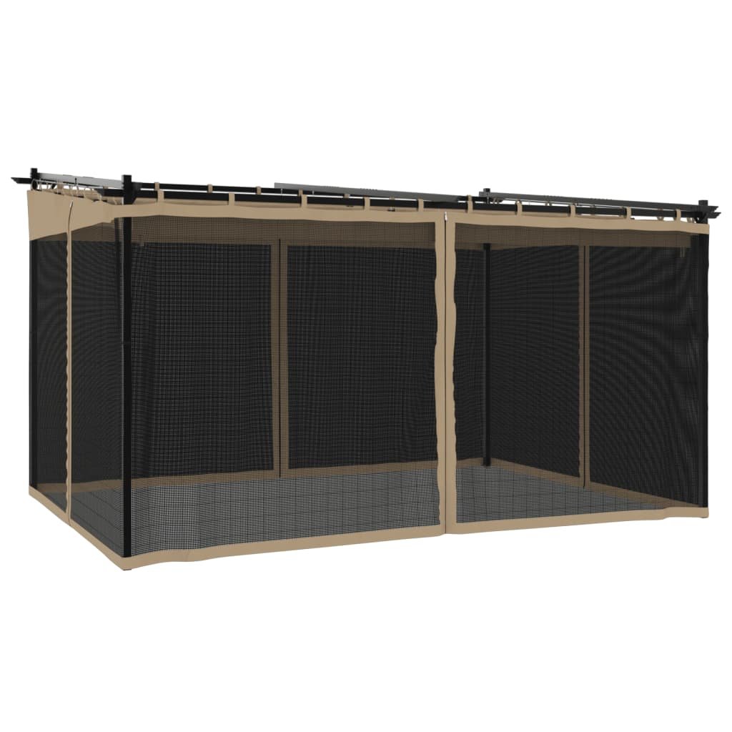 vidaXL Altanka ze ścianami z siatki, kolor taupe, 4x3 m, stal