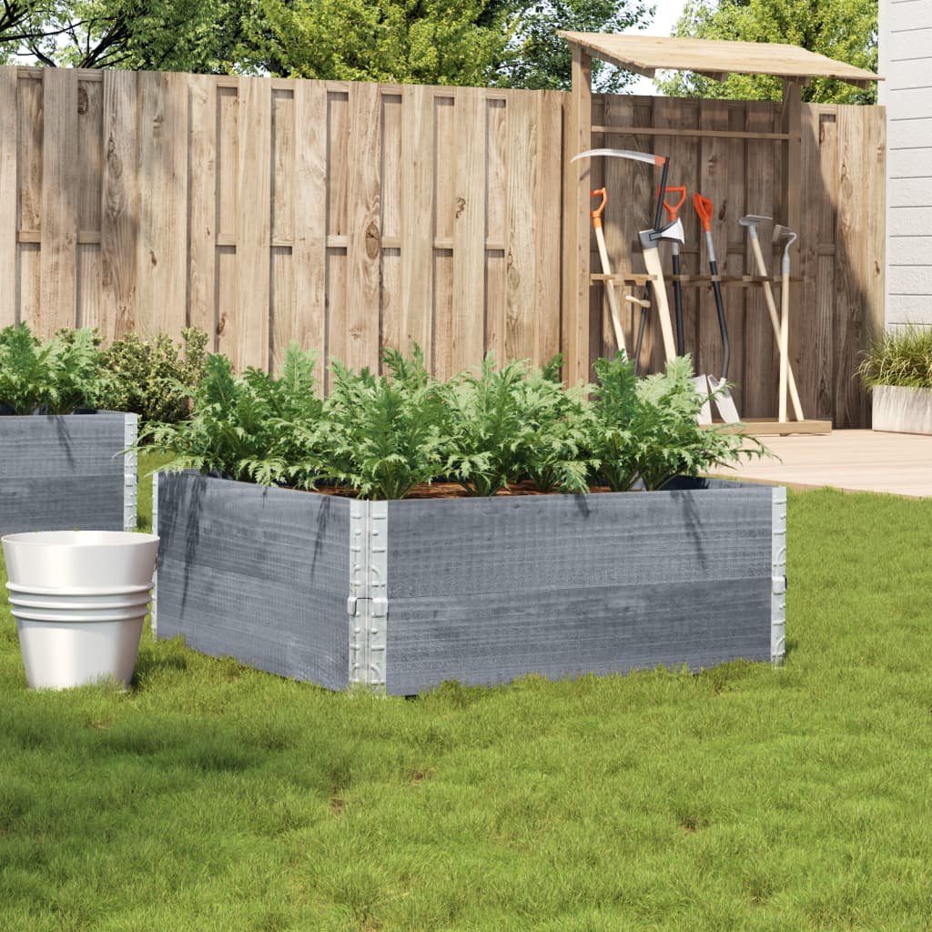 vidaXL Donica ogrodowa, szara, 100x100 cm, lite drewno sosnowe