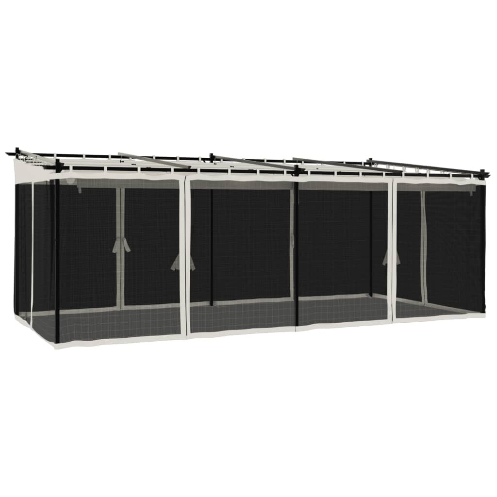 vidaXL Altanka ze ścianami z siatki, kremowa, 6x3 m, stal