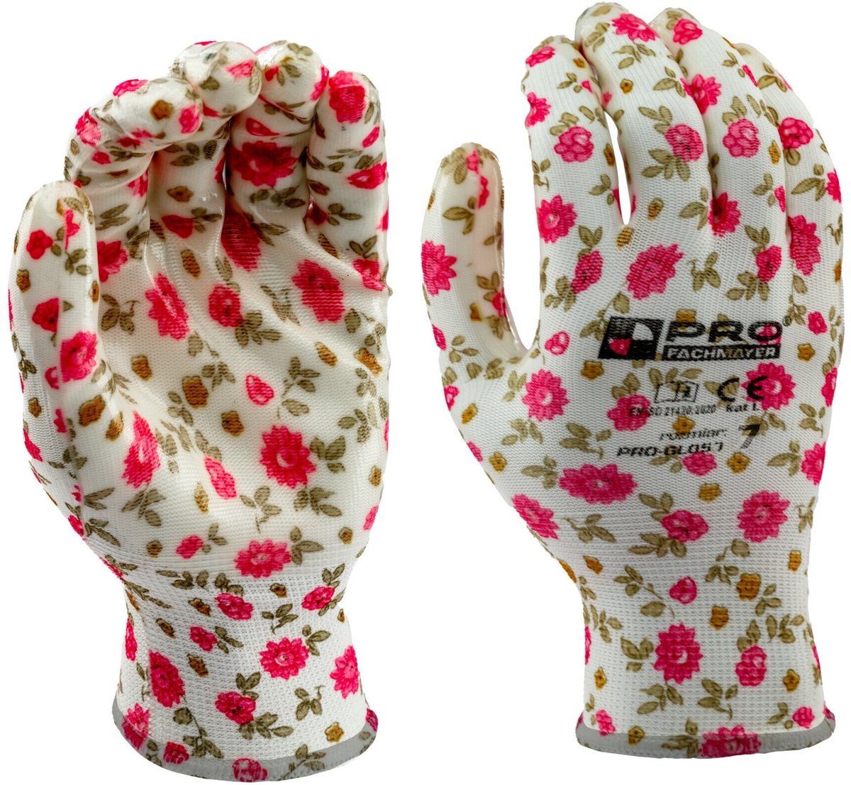 Rękawice BHP robocze ochronne ogrodowe poliestrowo-nitrylowe kat. I PRO rozmiar 7