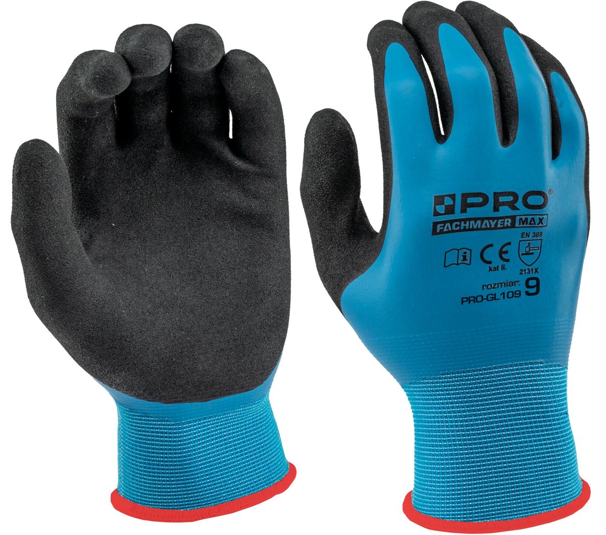 Rękawice BHP robocze ochronne lateksowe odporne na wodę AQUAPROTECT PRO rozmiar 9