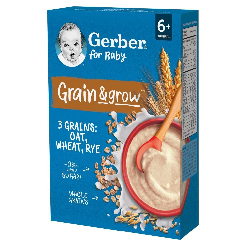 Gerber Grain & grow Kaszka owsiano-pszenno-żytnia mleczna po 6 miesiącu 200 g