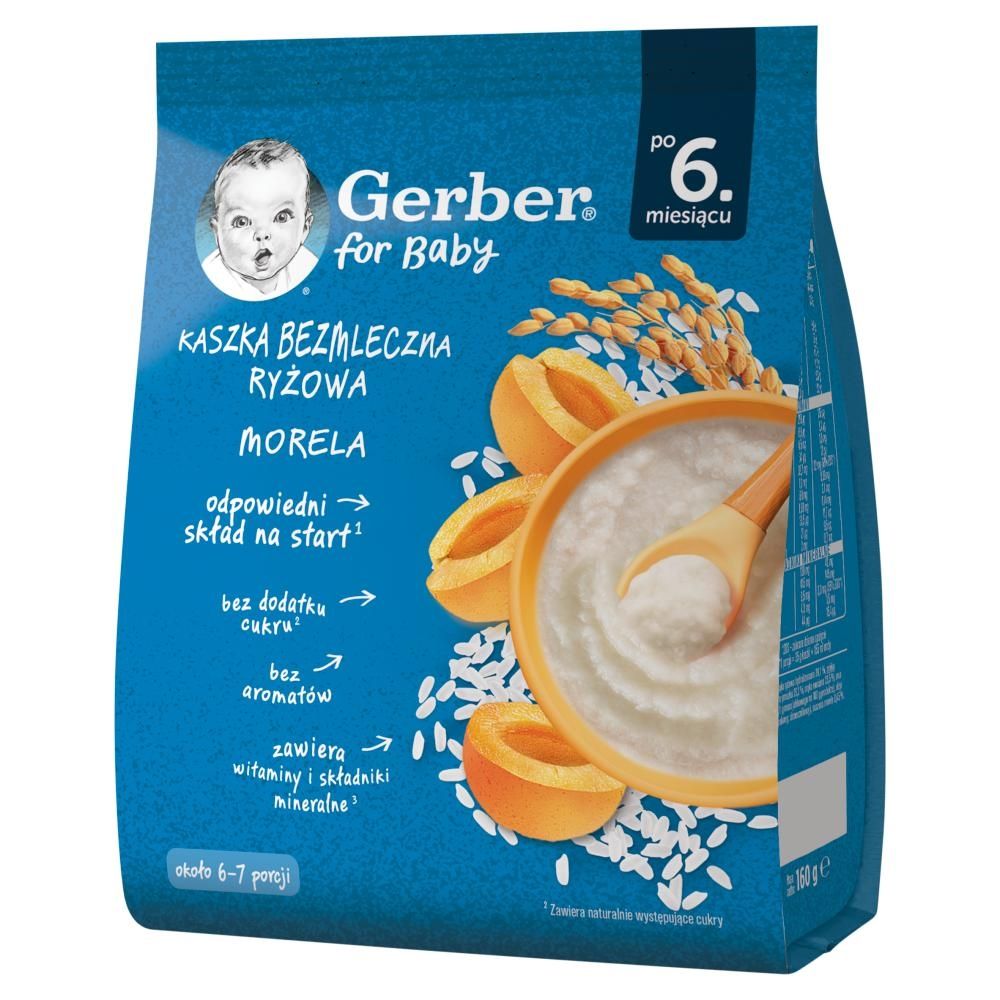 Gerber Kaszka bezmleczna ryżowa morela po 6. miesiącu 160 g