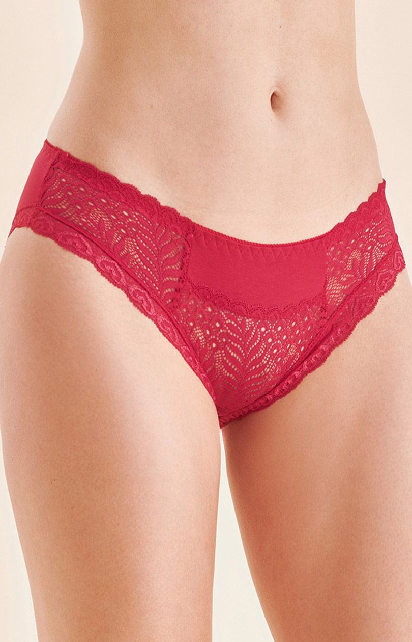 Figi damskie z koronką czerwone BM019, Kolor czerwony, Rozmiar S, Gabriella - Primodo.com