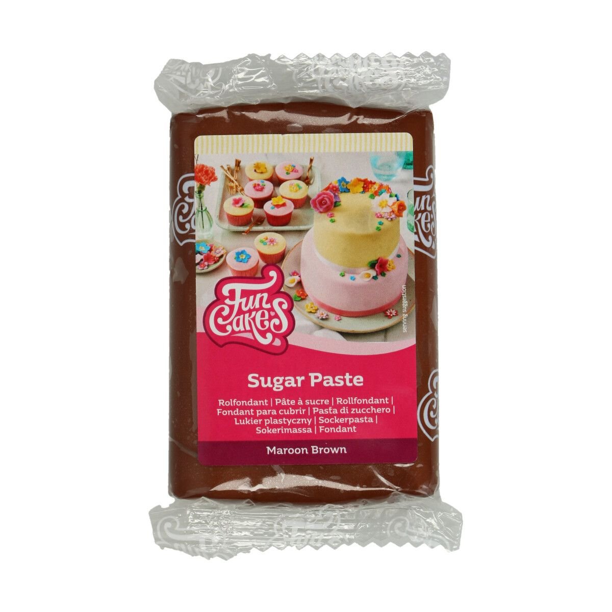 Masa cukrowa, fondant BRĄZOWY - Maroon Brown FunCakes, 250 g