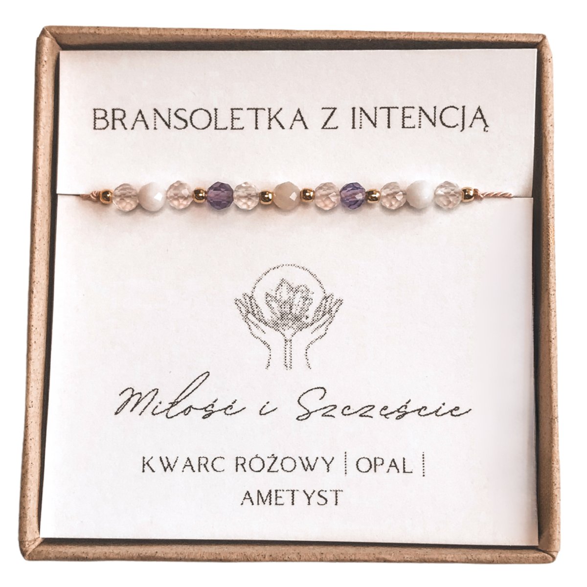 Bransoletka z intencją Miłość i Szczęście, kwarc, opal, ametyst