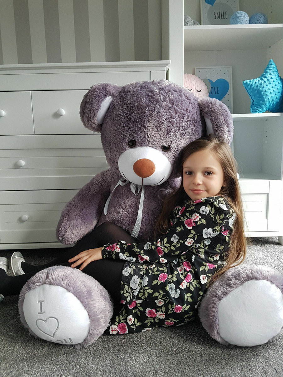 Duży miś pluszowy XXL 160cm - SZARO-BIAŁY