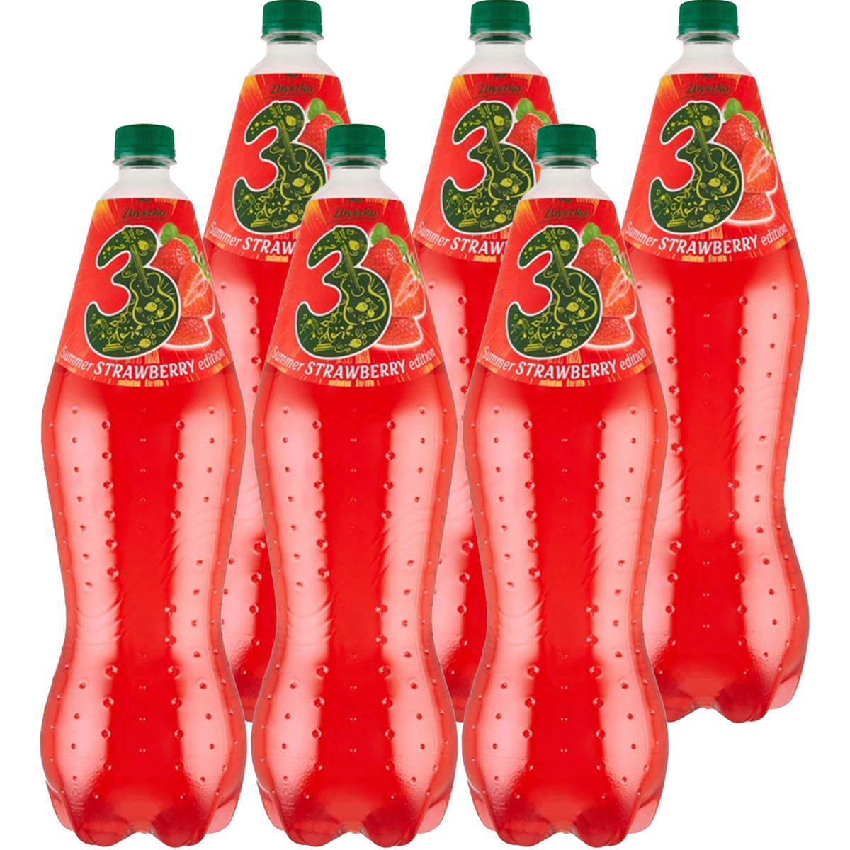 Zbyszko 3 Summer Edition Napój gazowany o smaku truskawka-kiwi 1,75 l x 6 sztuk