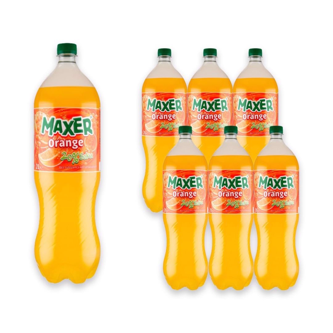 Maxer Napój gazowany o smaku pomarańczowym 2 l x 6 sztuk