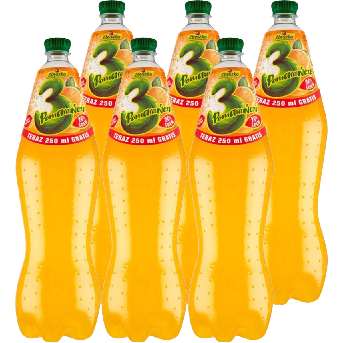 Zbyszko 3 Pomarańcze Napój gazowany 1,75 l x 6 sztuk