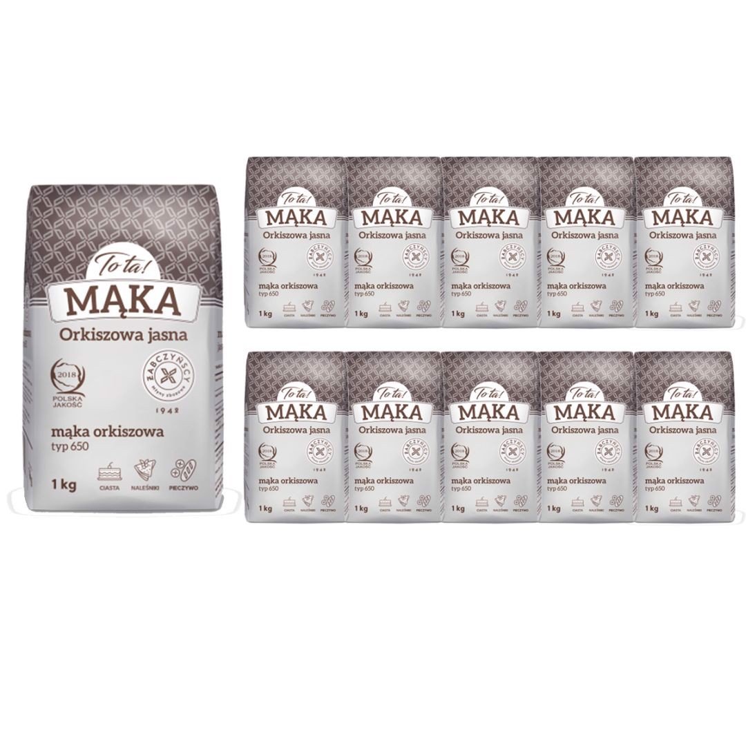 ToTa! Mąka orkiszowa jasna typ 650 1 kg x 10 sztuk