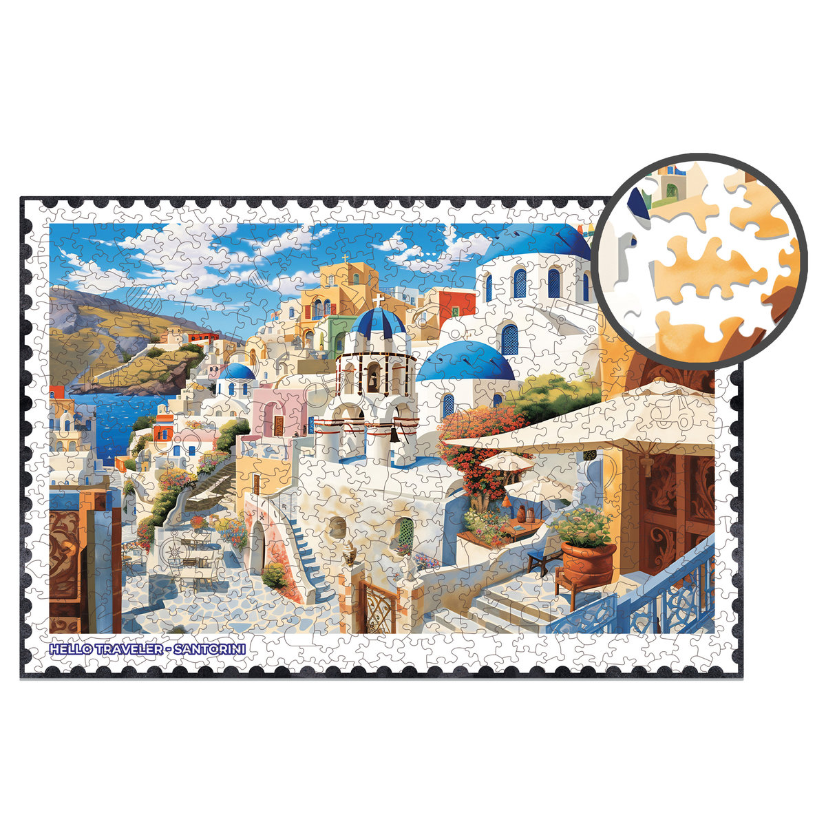 Drewniane Puzzle Milliwood - Hello Traveler – Santorini 51x34 - 500 El.