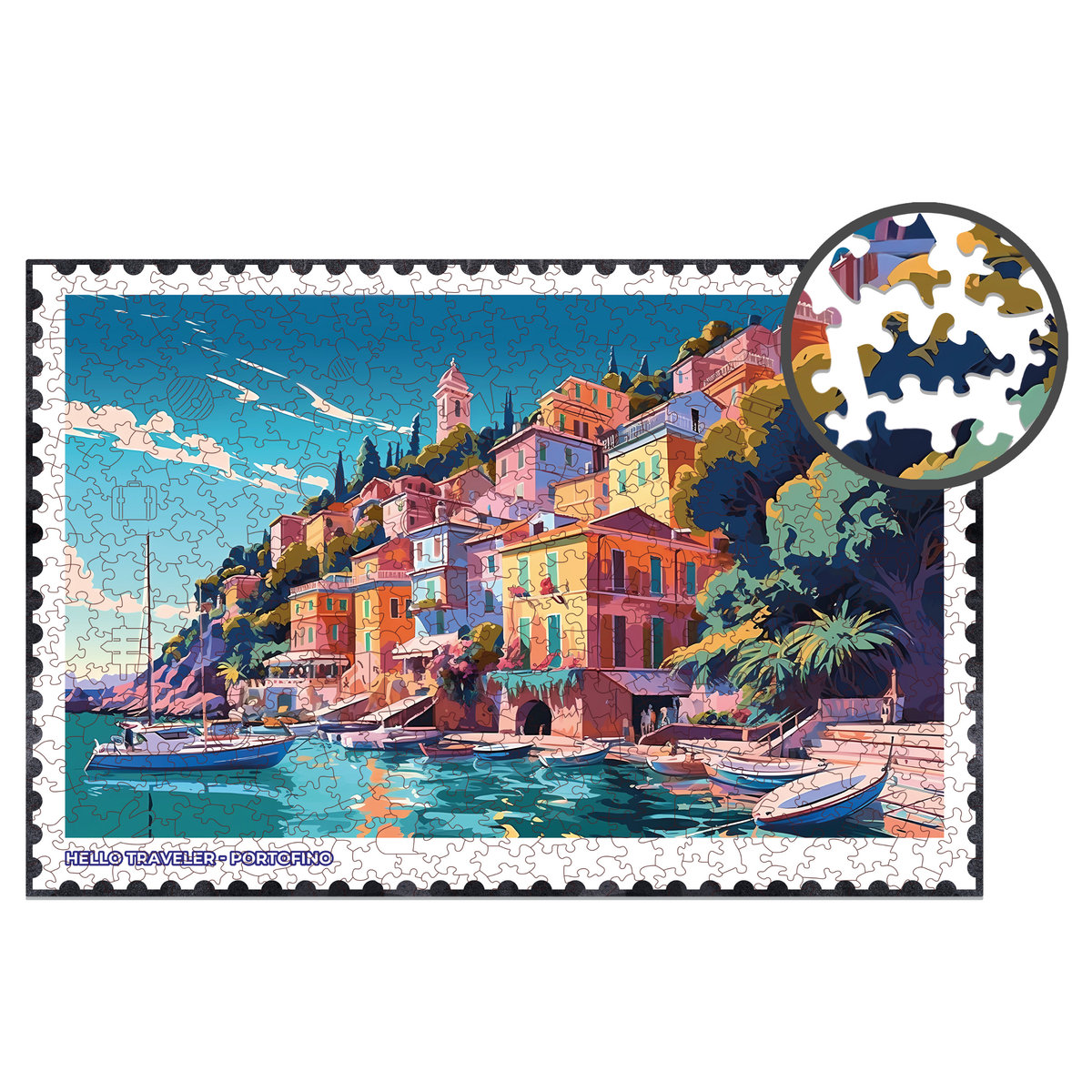 Drewniane Puzzle Milliwood - Hello Traveler – Portofino 51x34 - 500 El.