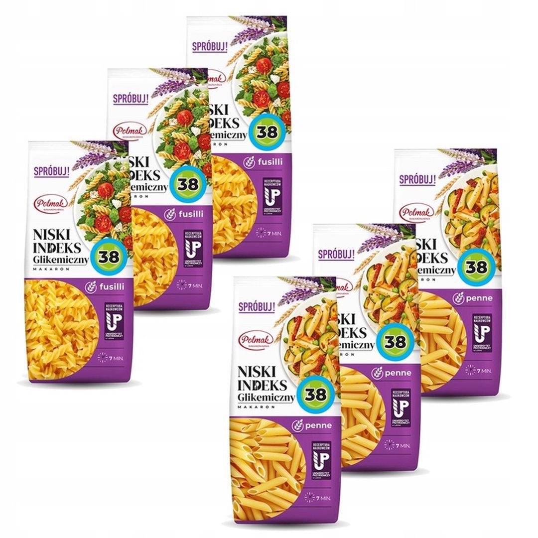 Polmak Makaron Mix 2 świderki-penne 250 g x 6 sztuk