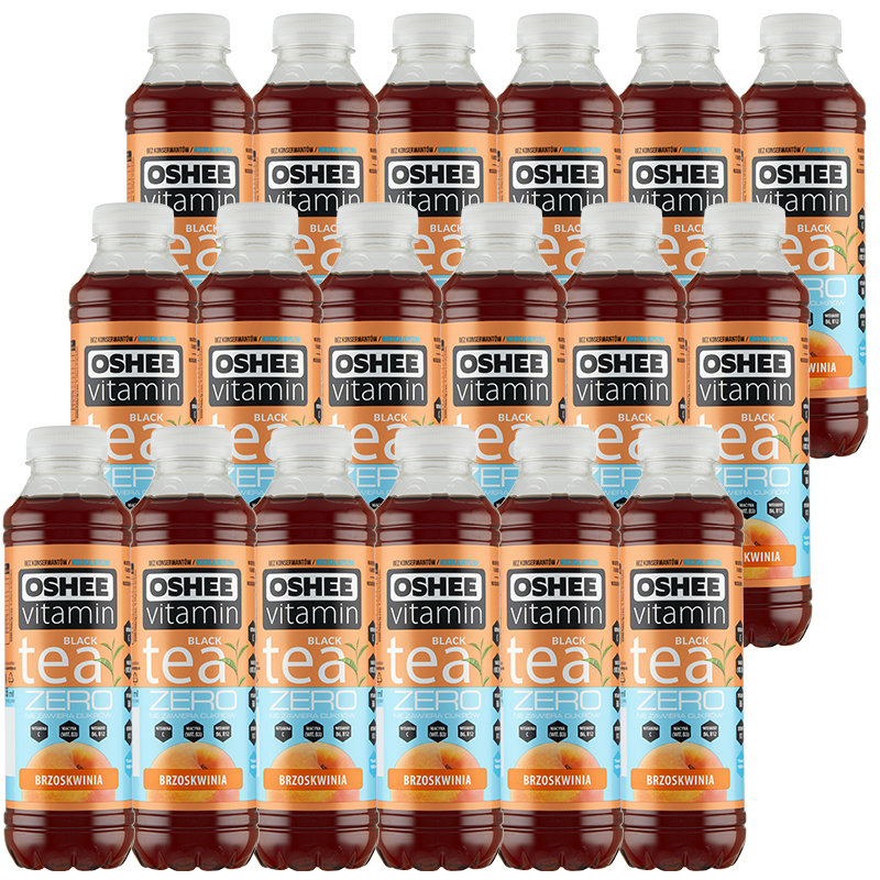 Oshee Vitamin Black Tea Zero napój herbaciany o smaku brzoskwini 555mlx 18 sztuk