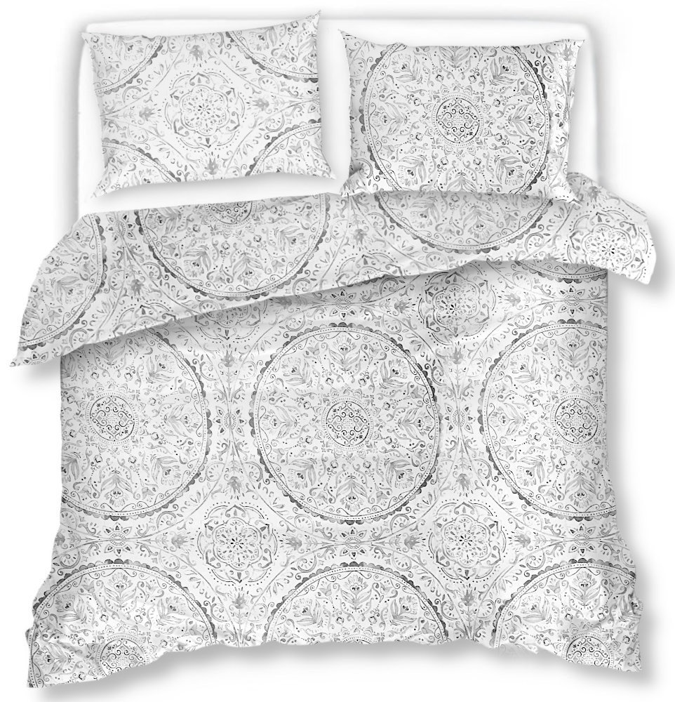 Pościel Z Mikrofibry 200X220 Biało-Szara 20380