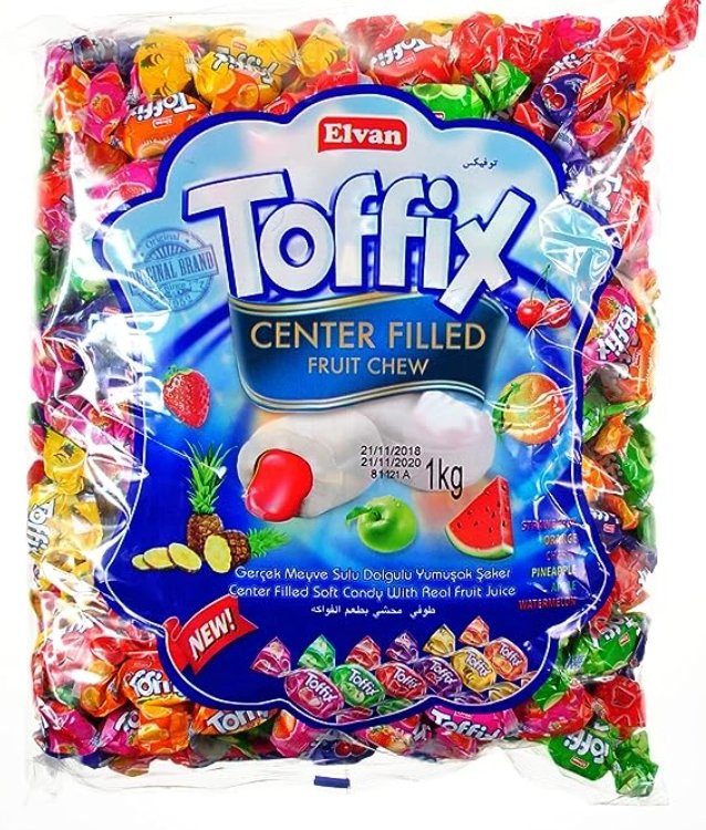Cukierki Toffix Elvan z nadzieniem owocowym 1 kg